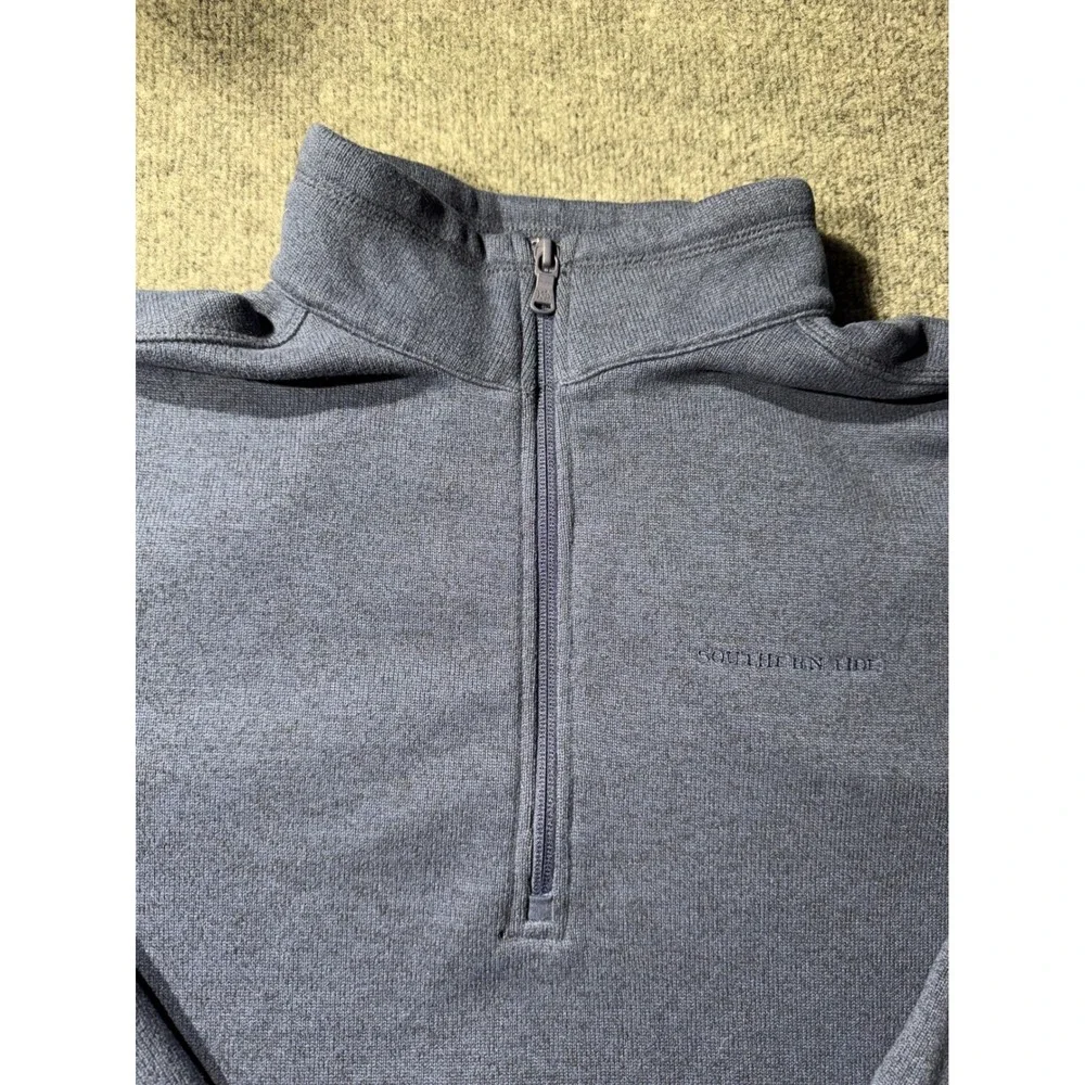 Southern Tide Mens XL Quarter Zip Fleece Pullover Blue Heather 20818-3950